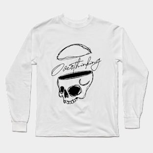 overthinking skull, line art. Long Sleeve T-Shirt